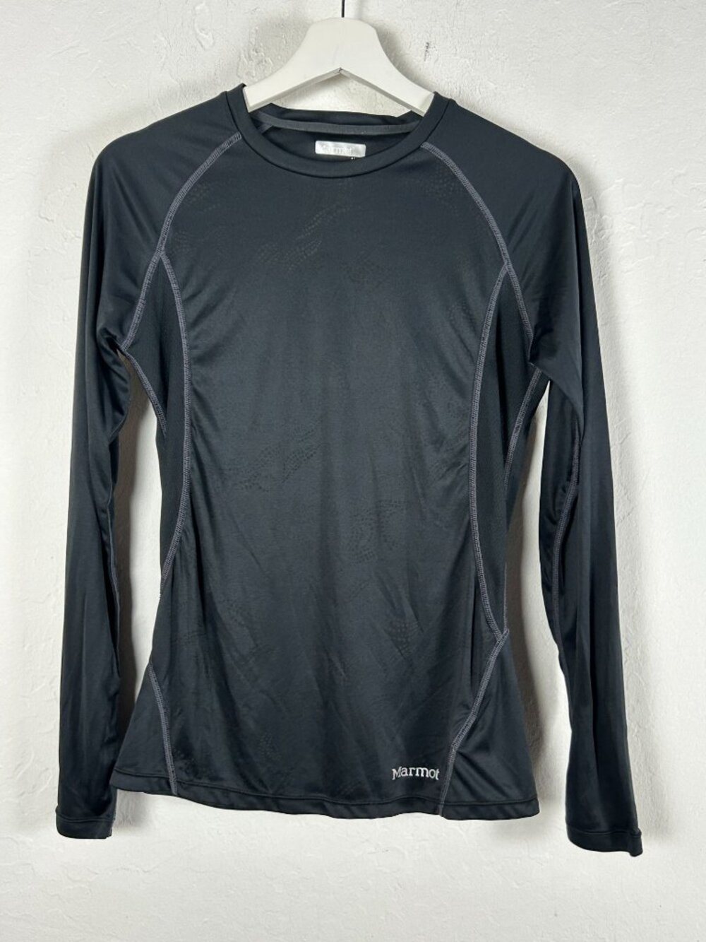 Marmot Womens Black Crew Neck Long-Sleeve Base Layer Shirt Medium Activewear Top